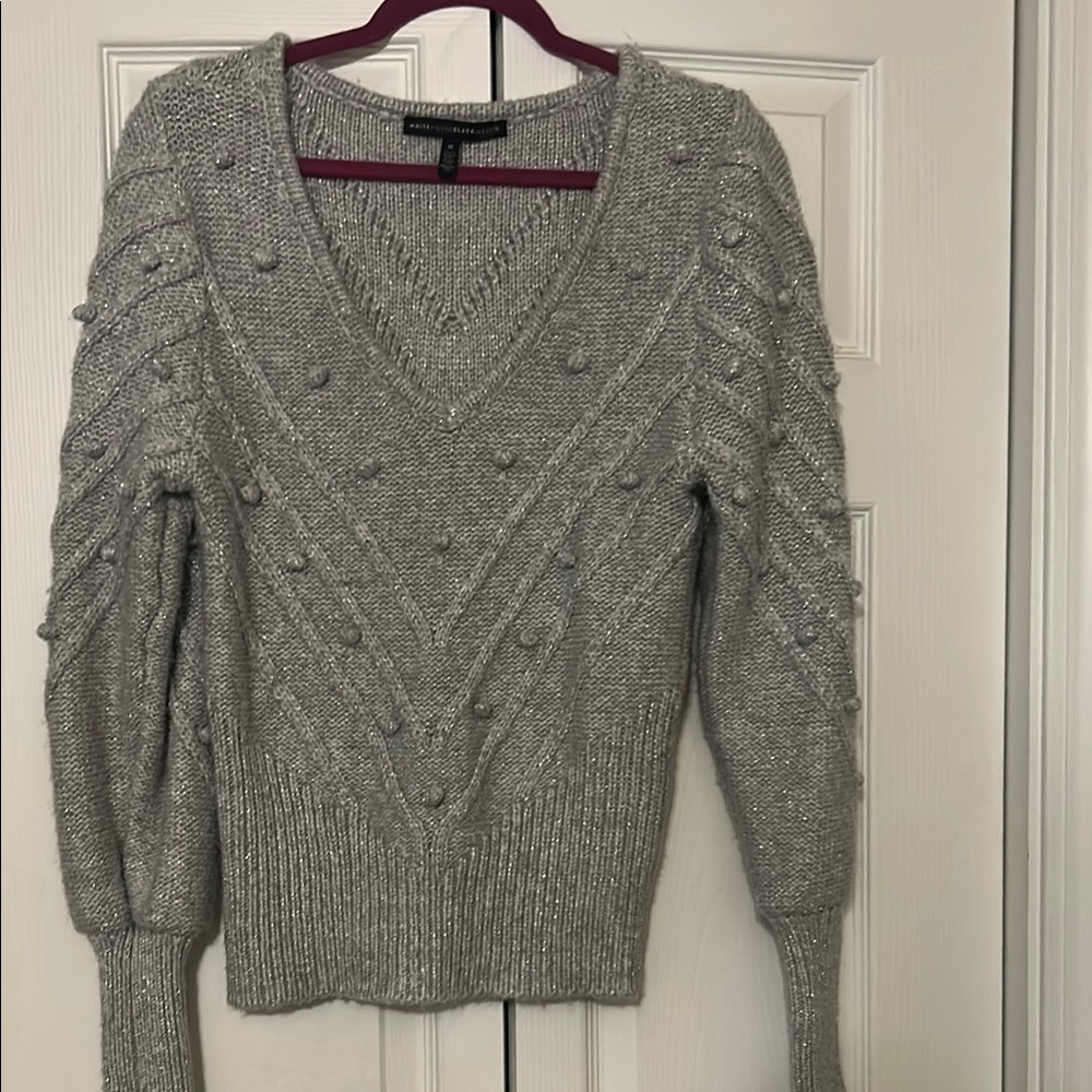 WHBM Gray Sweater with Textured Design